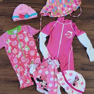 Pink and White Kids Swimwear Set